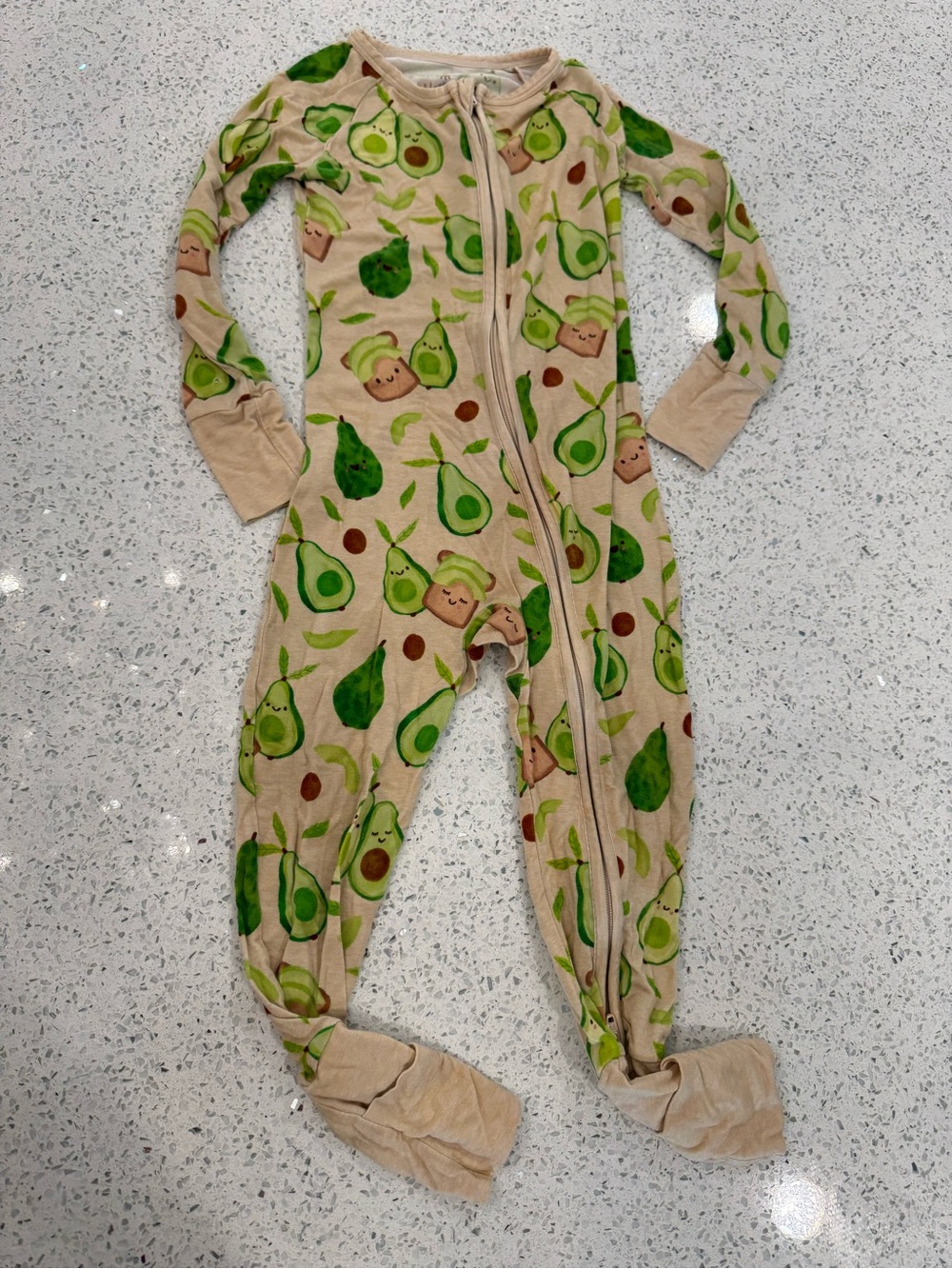 Little Sleepies Beige Avocado Print Footed One-Piece